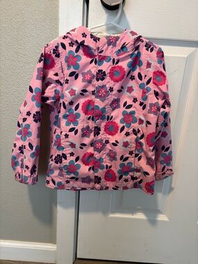 REI Pink Floral Hooded Raincoat 4t